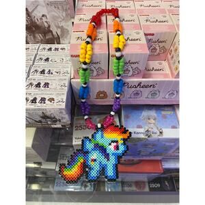 My Little Pony Rainbow Dash Double Sided Kandi Perler Necklace